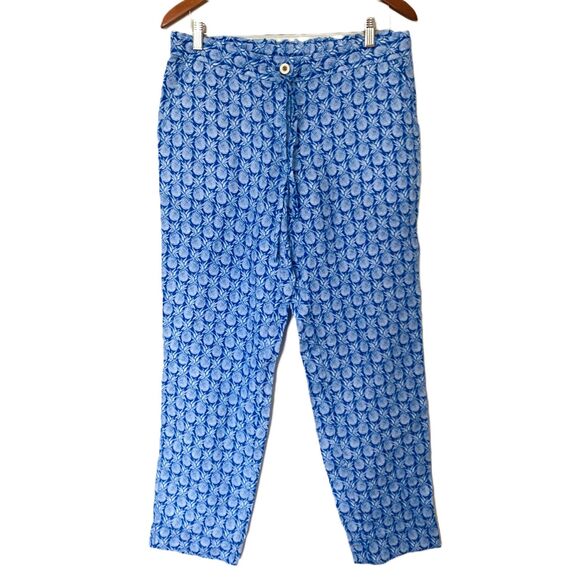 NWTTommy Bahama Turkish Sea Fineapple Linen Drawstring Cropped Resort Pants Sz S - Picture 1 of 10